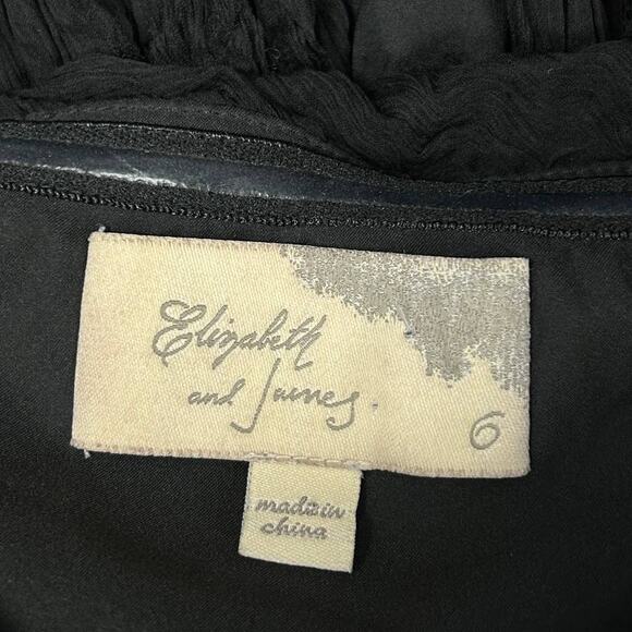 Elizabeth And James 100% Silk Strapless Foliage Cocktail Dress Womens 6 Black - Picture 6 of 7